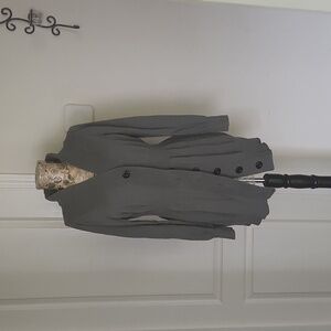 Gray sweater with cuffed sleeves